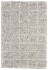 10' X 13' Ivory And Gray Wool Plaid Hand Woven Stain Resistant Area Rug