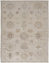12' X 15' Tan And Brown Floral Hand Knotted Stain Resistant Area Rug