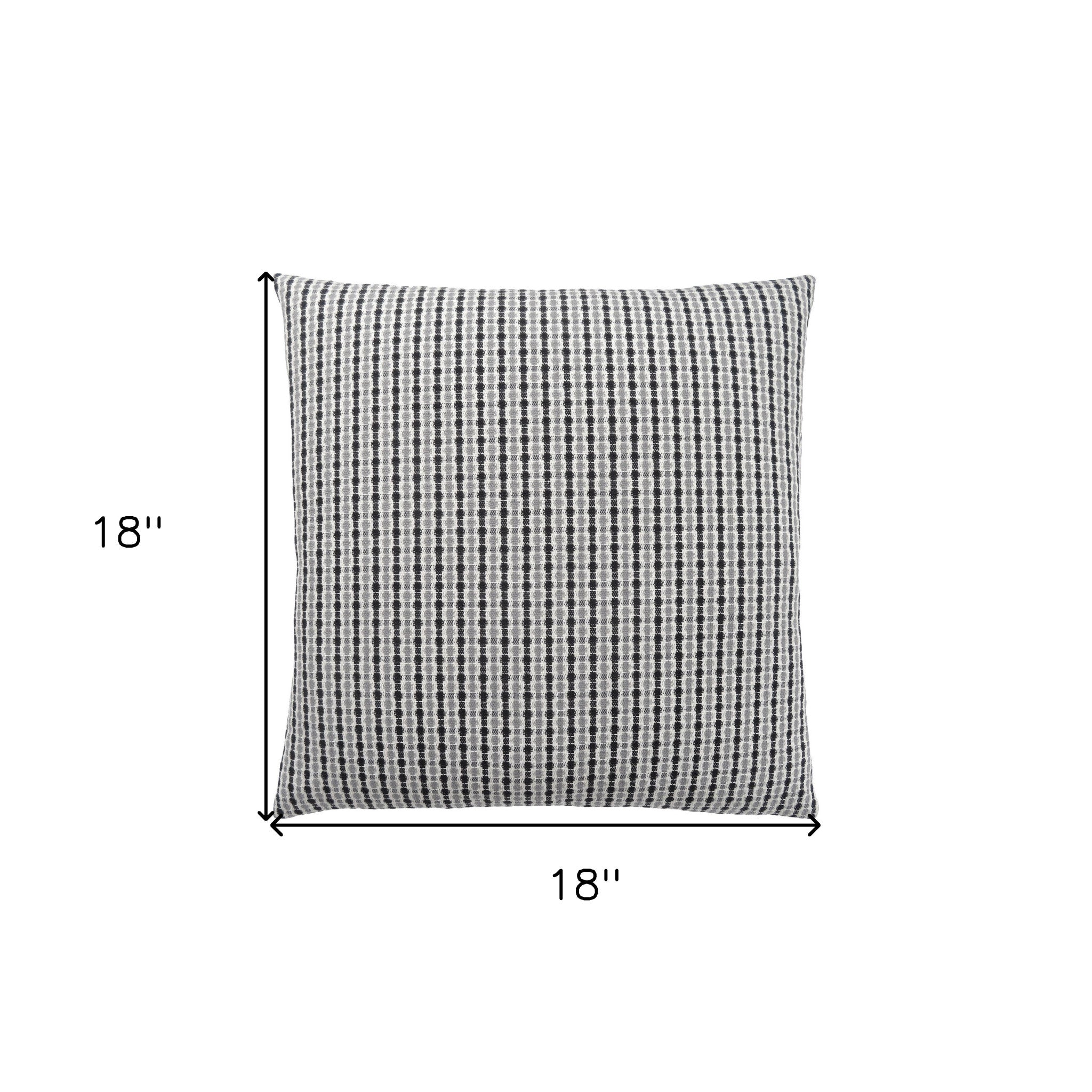 Set Of Two 18" X 18" Black Gray and White Polyester Striped Zippered Pillow