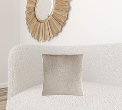 Set Of Two 18" X 18" Taupe Velvet Polyester Floral Zippered Pillow