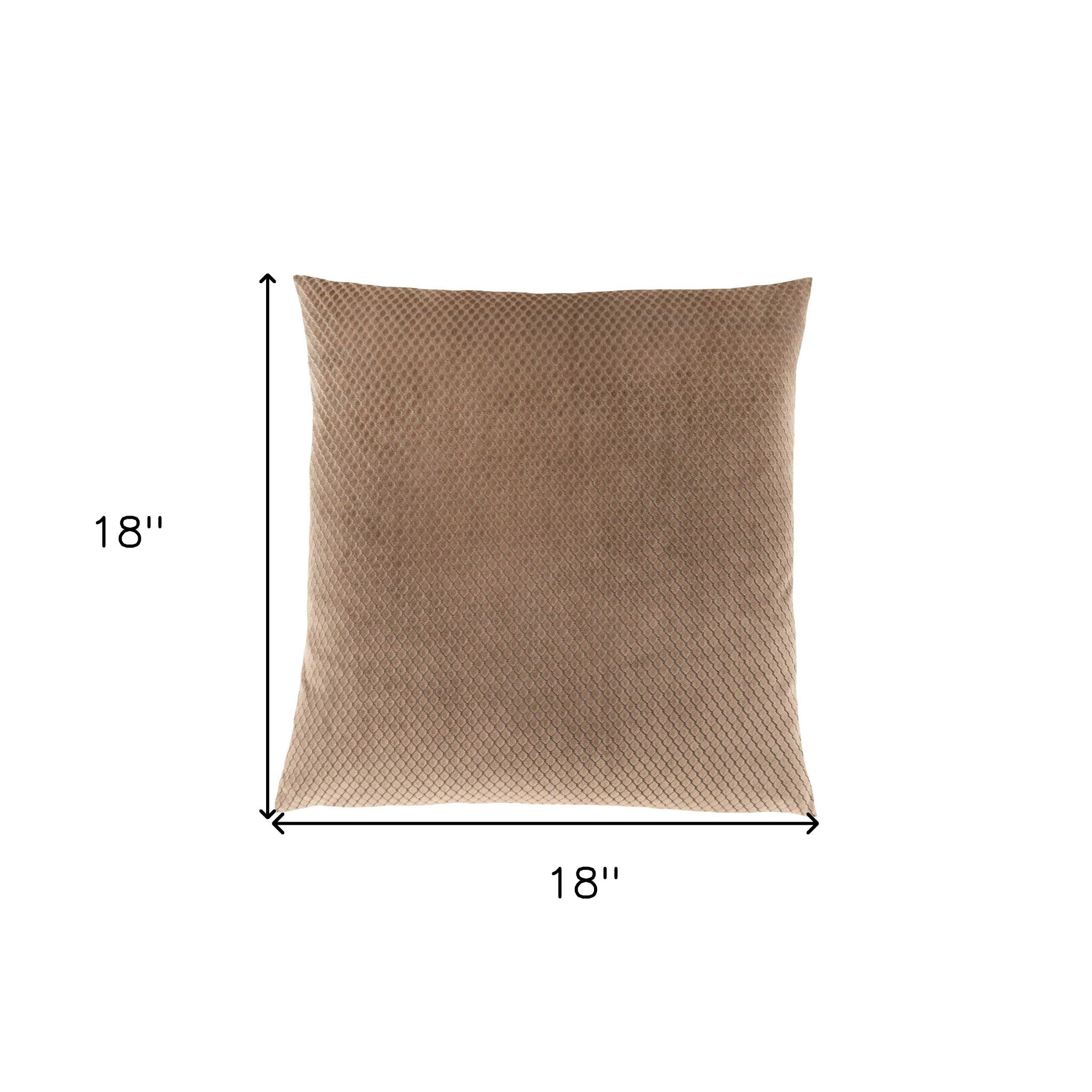 18" X 18" Beige Velvet Polyester Diamond Zippered Pillow