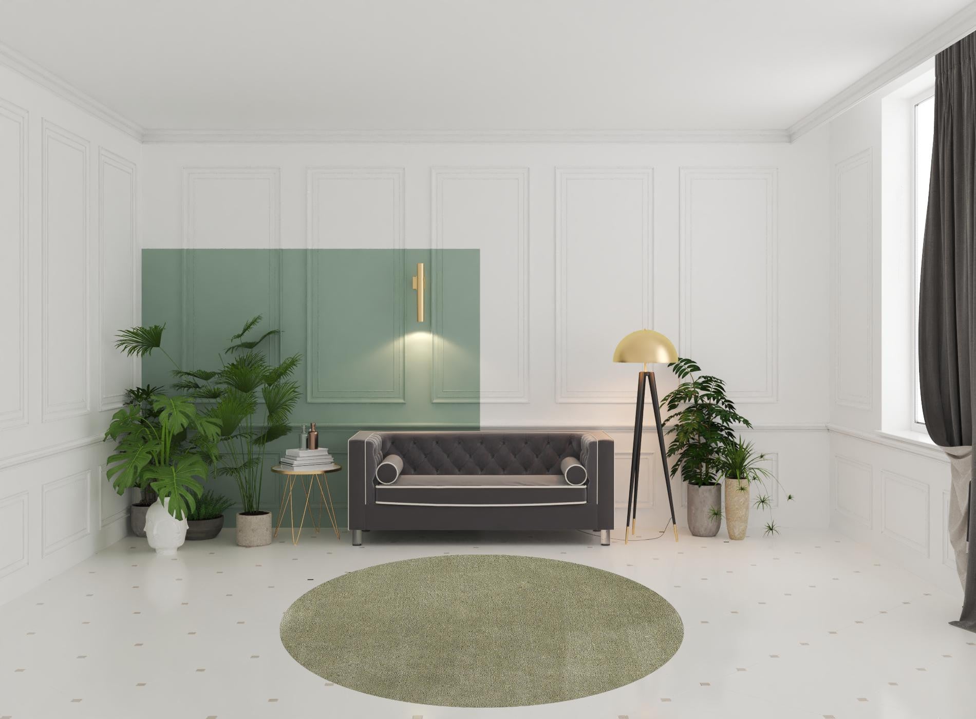 8' Sage Green Round Indoor Shag Rug