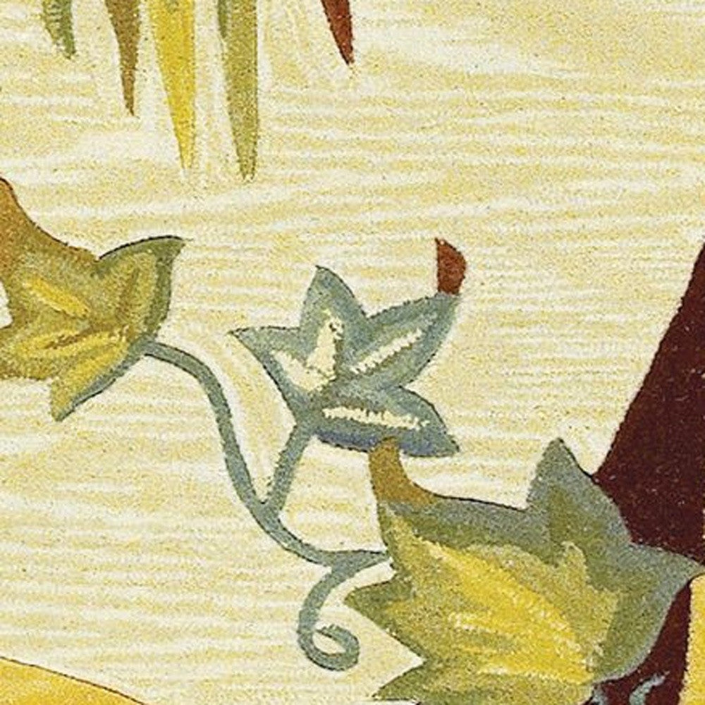 8' X 11' Wool Beige With Greenery Area Rug