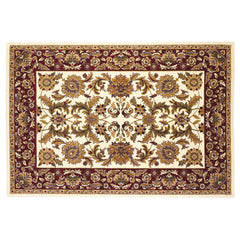 8' Ivory And Red Octagon Floral Vines Area Rug