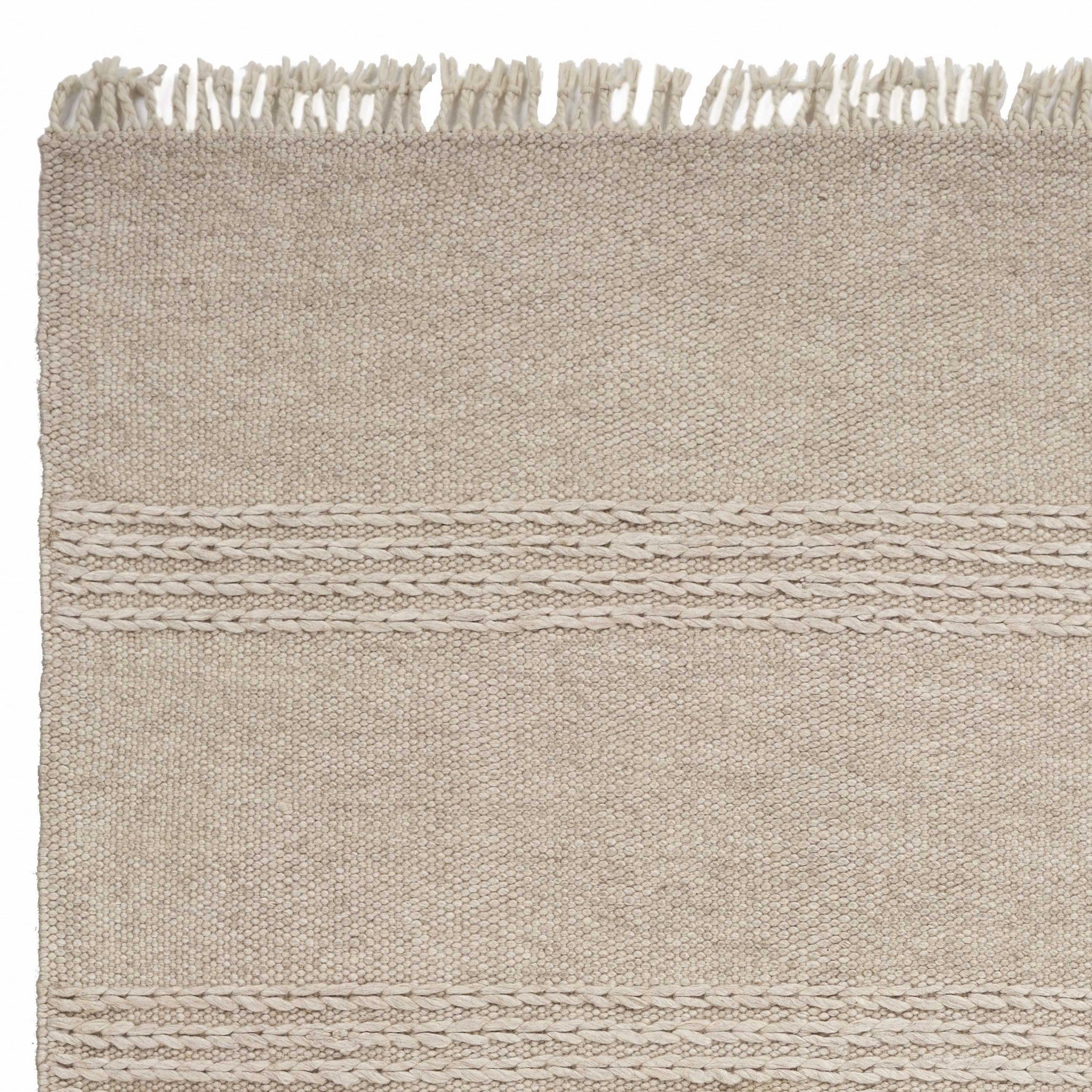 9' X 12' Natural Wool Hand Woven Area Rug
