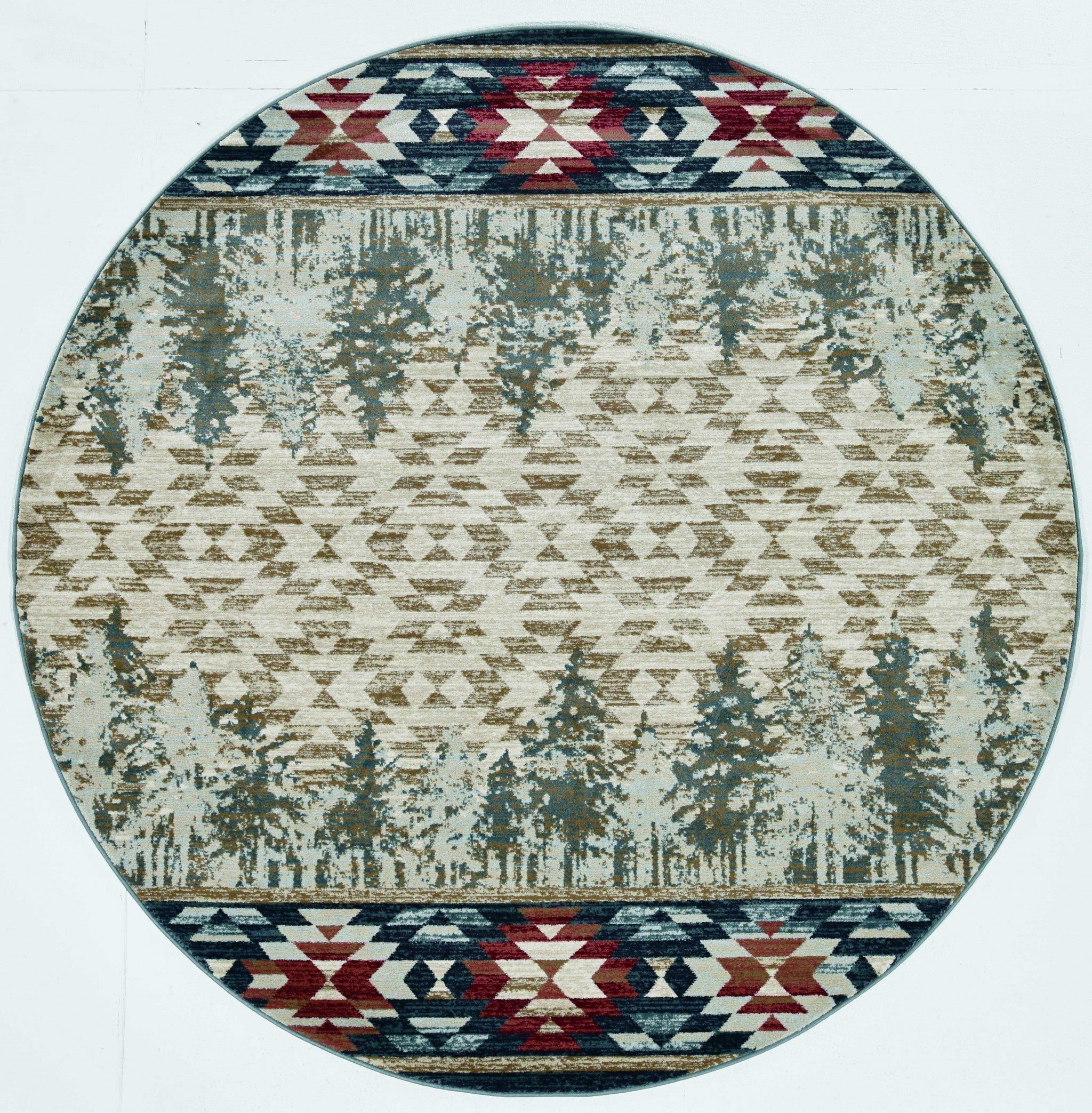 8' Ivory and Blue Abstract Area Rug