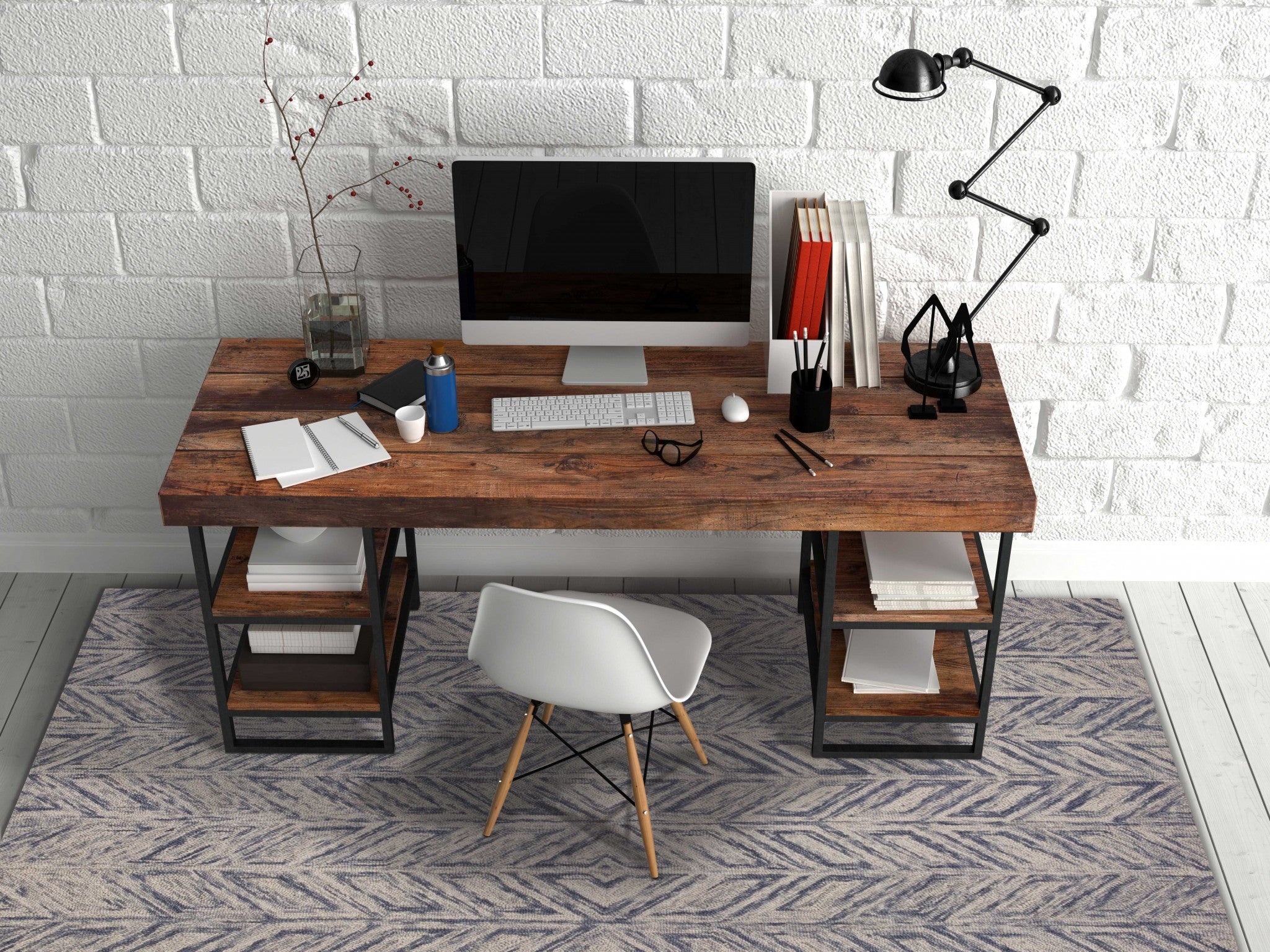 9' X 12'  Wool Blue Area Rug