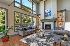 10'X13' Grey Machine Woven Abstract Watercolor Indoor Area Rug