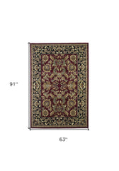 5' X 8' Red Or Black Floral Bordered Area Rug