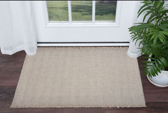 3' X 5' Oatmeal Braided Herringbone Area Rug With Fringe