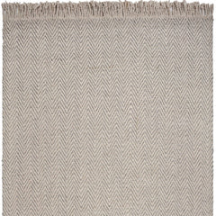3' X 5' Oatmeal Braided Herringbone Area Rug With Fringe