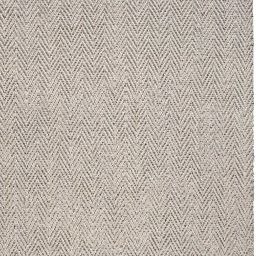 3' X 5' Oatmeal Braided Herringbone Area Rug With Fringe