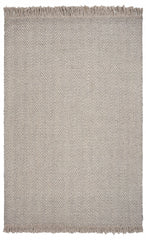 3' X 5' Oatmeal Braided Herringbone Area Rug With Fringe