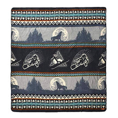 Ultra Soft Gray and White Snowboarder Handmade Queen Size Woven Blanket