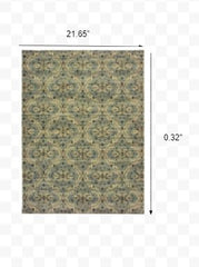 2’X3’ Ivory And Blue Geometric Scatter Rug