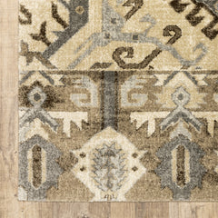 8’ X 11’ Tan And Gold Central Medallion Indoor Area Rug