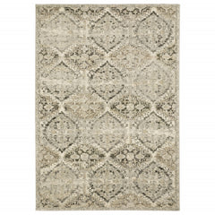 10’ X 13’ Ivory And Gray Floral Trellis Indoor Area Rug