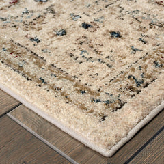 5’ X 8’ Ivory And Gold Distressed Indoor Area Rug