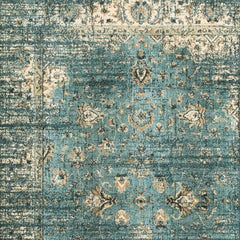 8’ X 11’ Peacock Blue And Ivory Indoor Area Rug