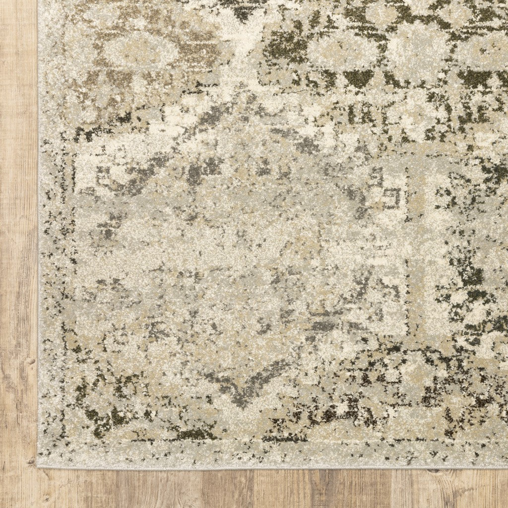 8’ X 11’ Ivory And Gray Floral Trellis Indoor Area Rug