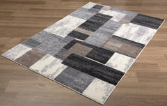 5’ X 8’ Brown Distressed Geometric Area Rug