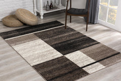 7’ X 9’ Brown And Beige Abstract Blocks Area Rug