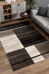 5’ X 8’ Brown And Beige Abstract Blocks Area Rug