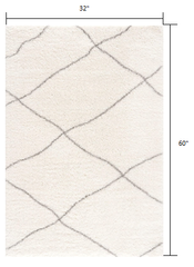 3’ X 5’ Ivory Modern Uneven Lattice Area Rug