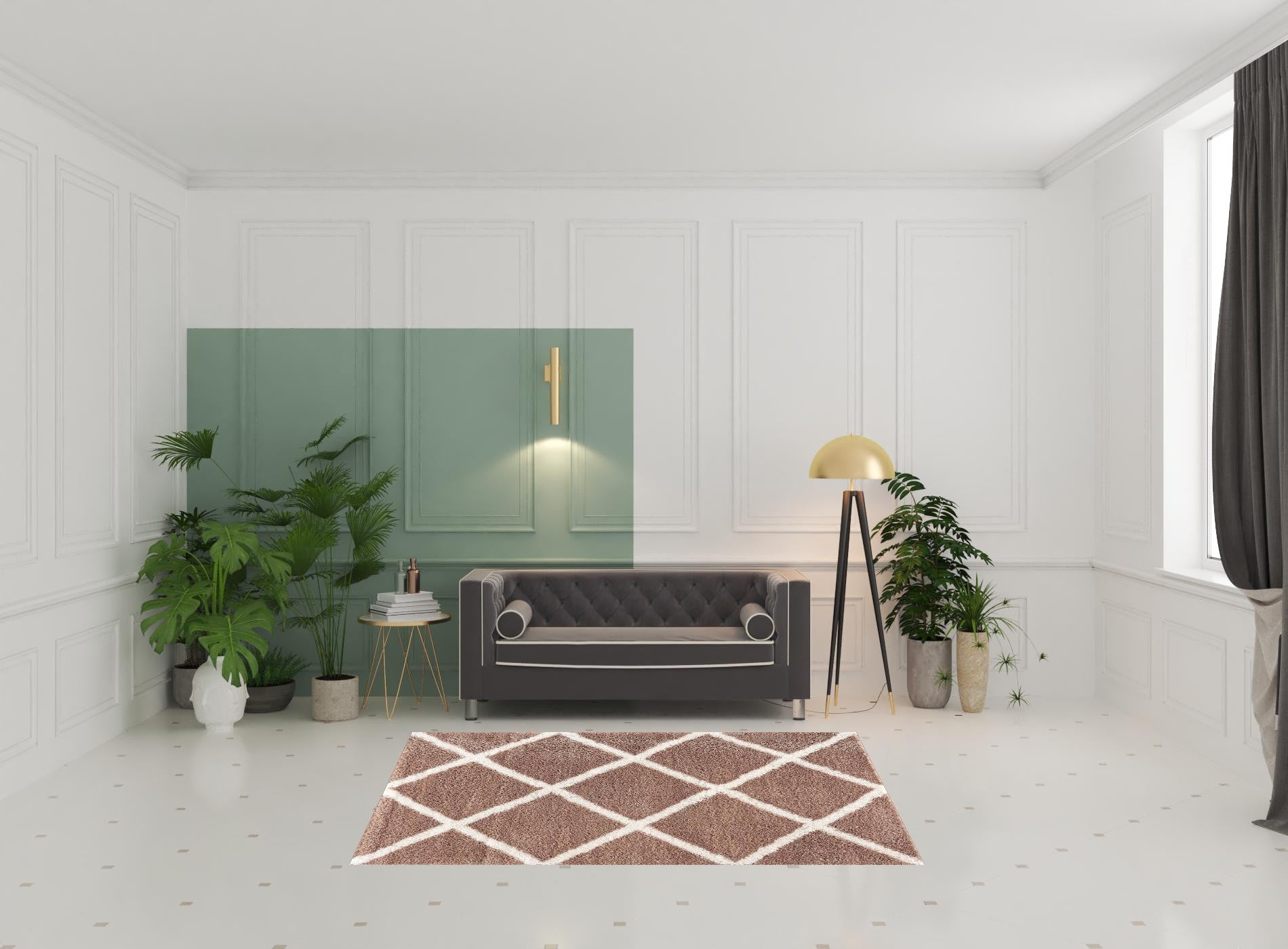 5' X 8' Beige Geometric Area Rug