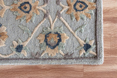 2’ X 7’ Blue And Beige Floral Runner Rug