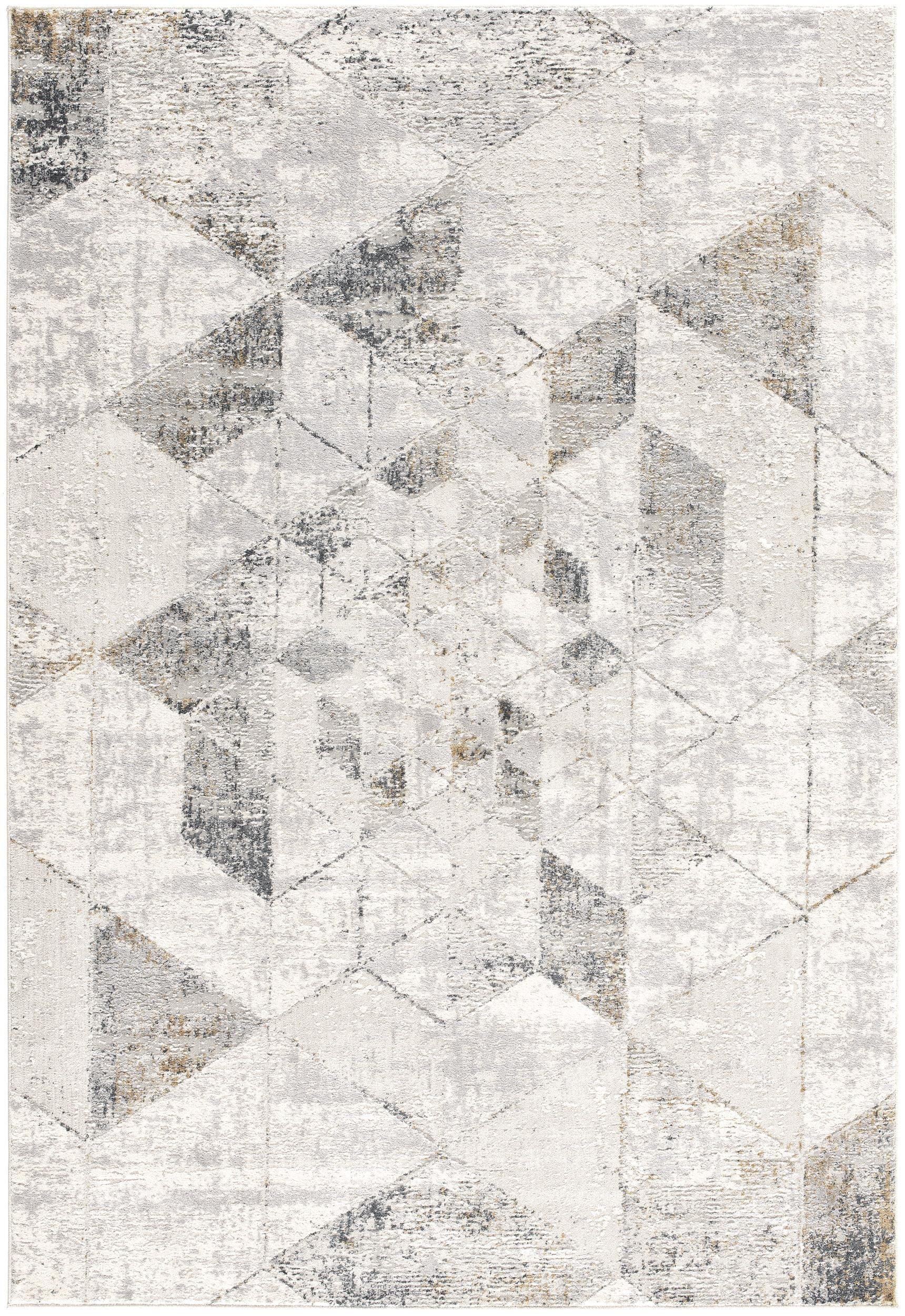 5' X 8' Gray And Ivory Geometric Area Rug