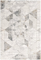 8' X 11' Gray And Ivory Geometric Area Rug