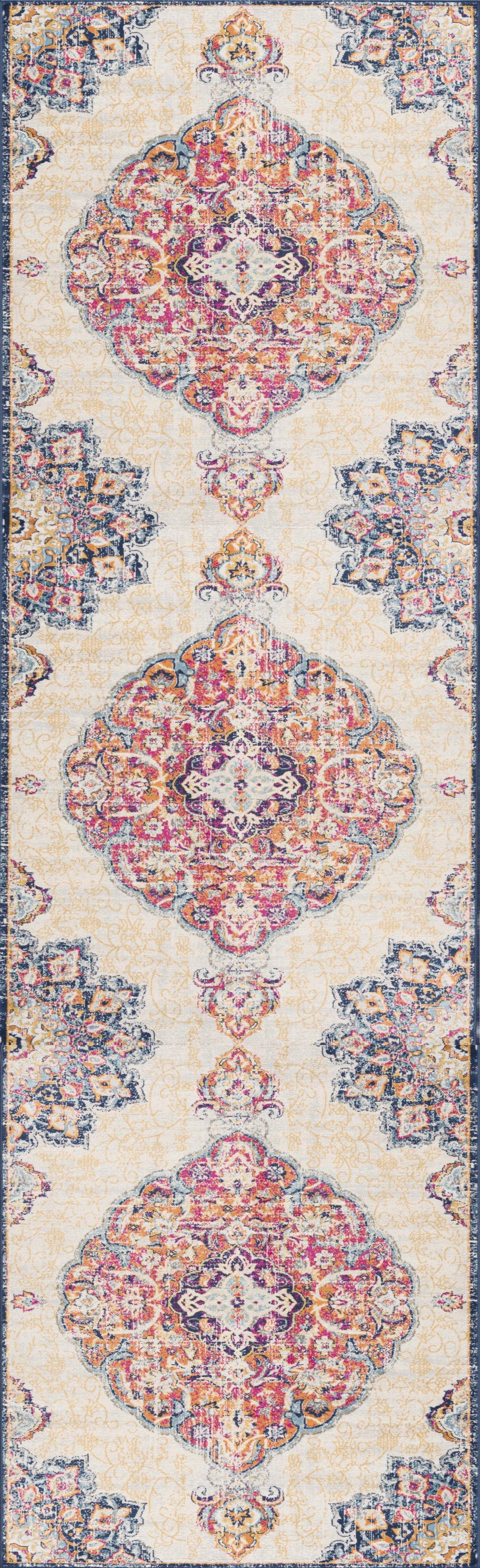 10' Cream Oriental Dhurrie Runner Rug