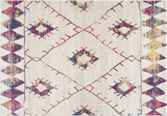2' X 4' Cream Damask Area Rug