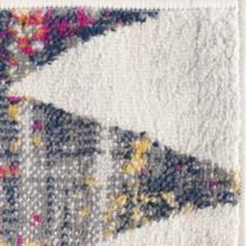 7' X 10' Cream Damask Area Rug