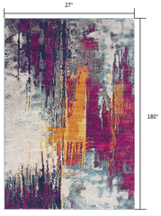 15' Magenta Abstract Dhurrie Runner Rug