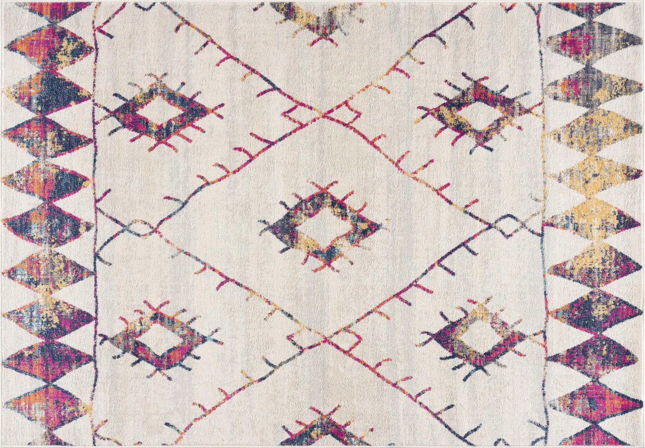 3' X 5' Cream Damask Area Rug