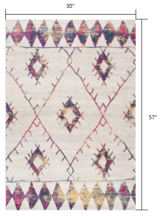 3' X 5' Cream Damask Area Rug