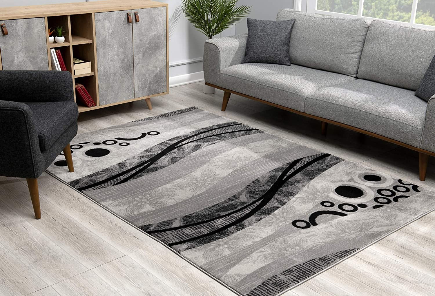 2' X 4' Gray Abstract Dhurrie Area Rug