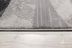 8' Grey Abstract Power Loom Runner Rug