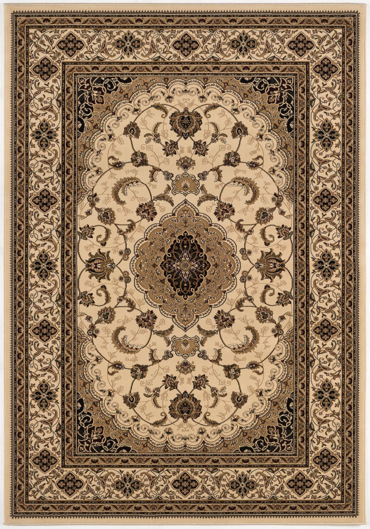 7’ x 9’ Cream Floral Medallion Area Rug