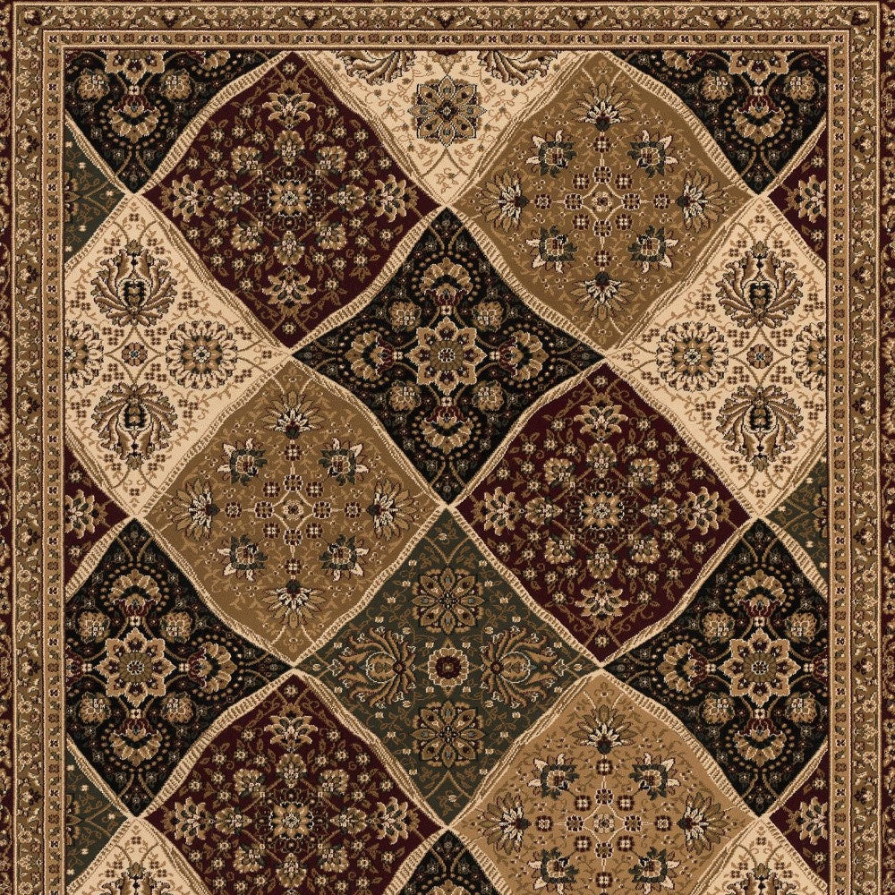 3’ x 13’ Red Decorative Diamonds Runner Rug