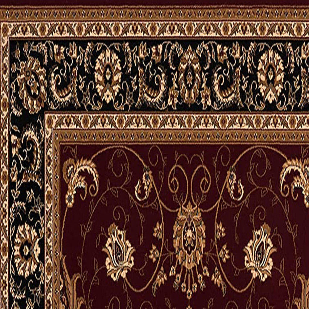 3’ x 13’ Red and Black Ornamental Runner Rug