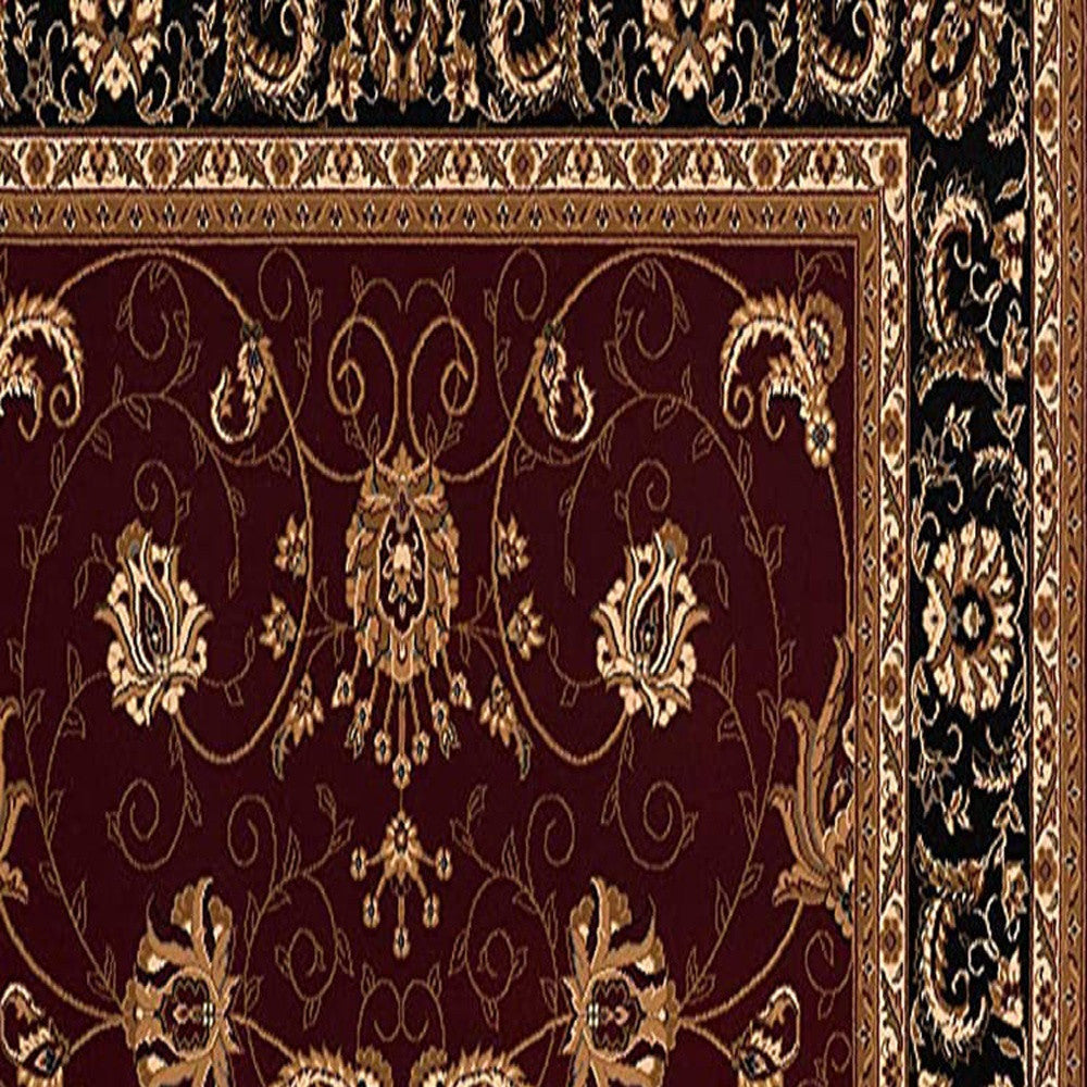 2’ x 13’ Red and Black Ornamental Runner Rug