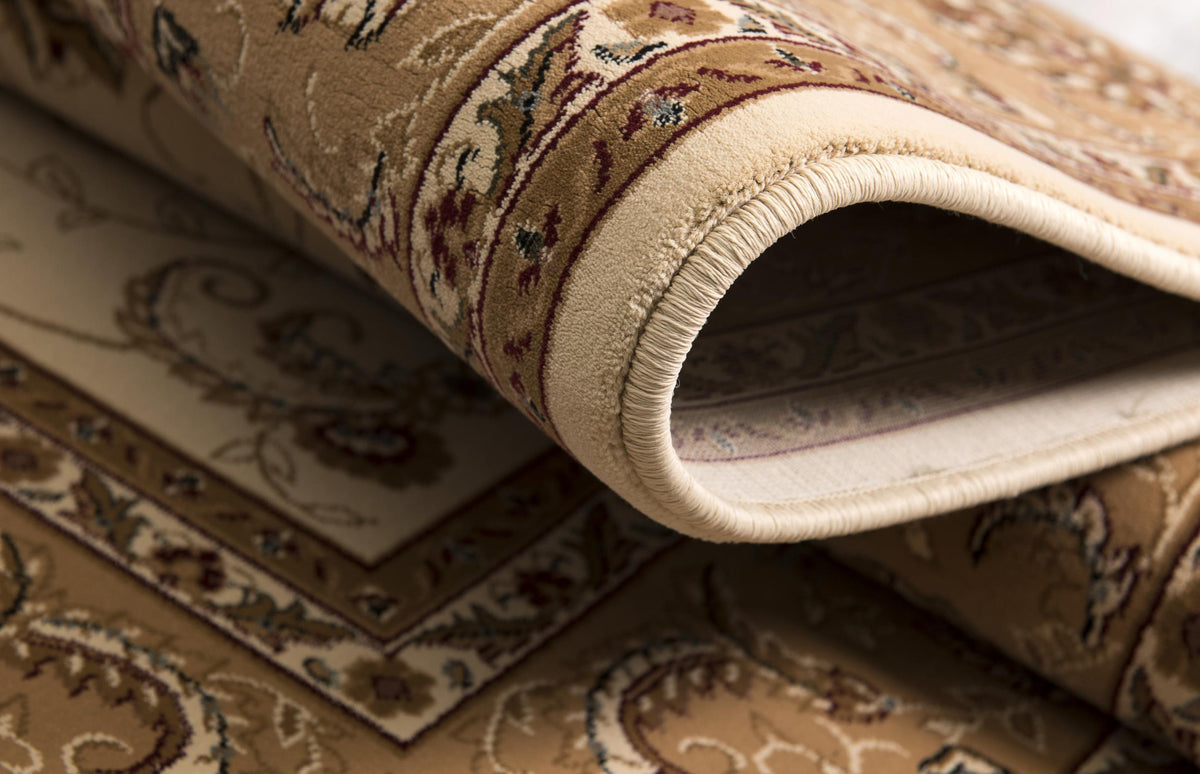 3’ x 10’ Cream and Tan Ornate Border Runner Rug