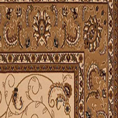 2’ x 10’ Cream and Tan Ornate Border Runner Rug