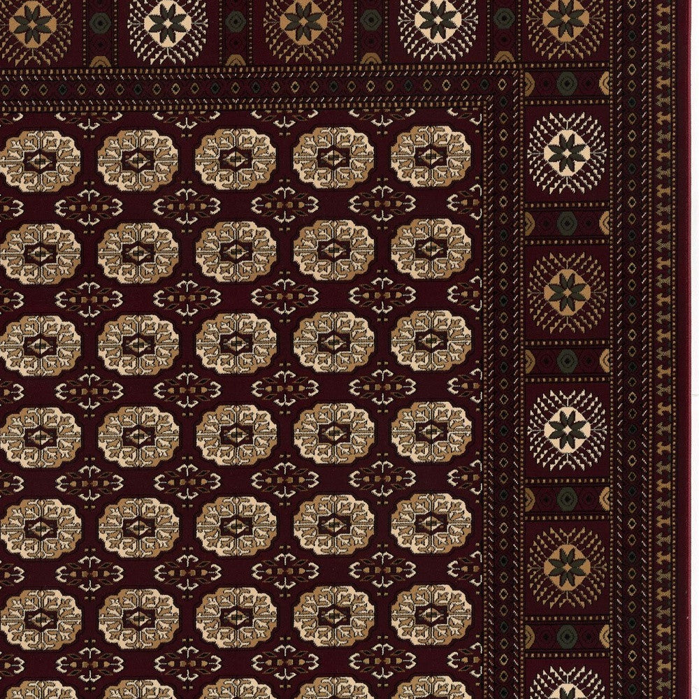 2’ x 20’ Red Eclectic Geometric Pattern Runner Rug