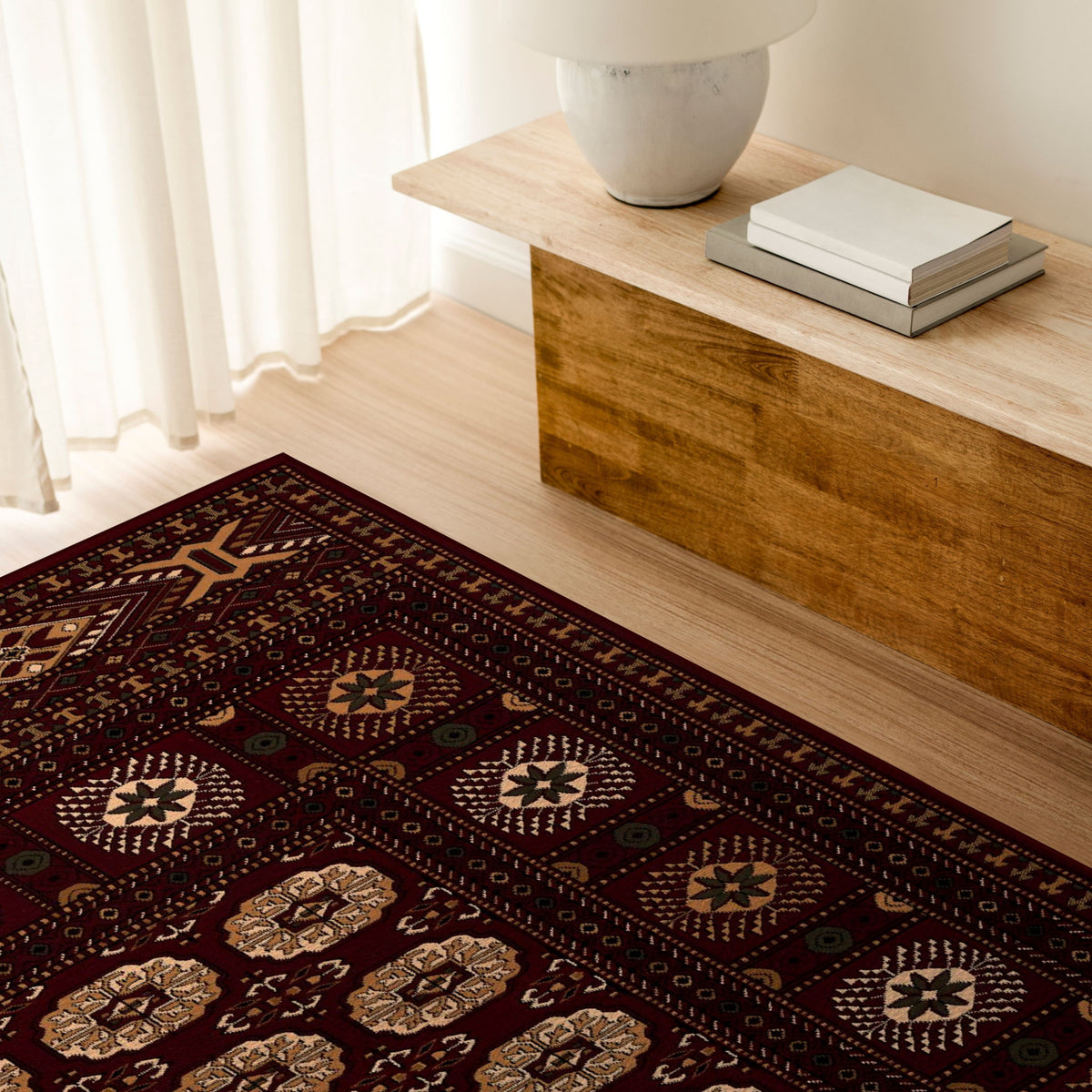3’ x 10’ Red Eclectic Geometric Pattern Runner Rug