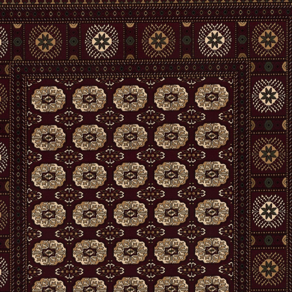 3’ x 15’ Red Eclectic Geometric Pattern Runner Rug