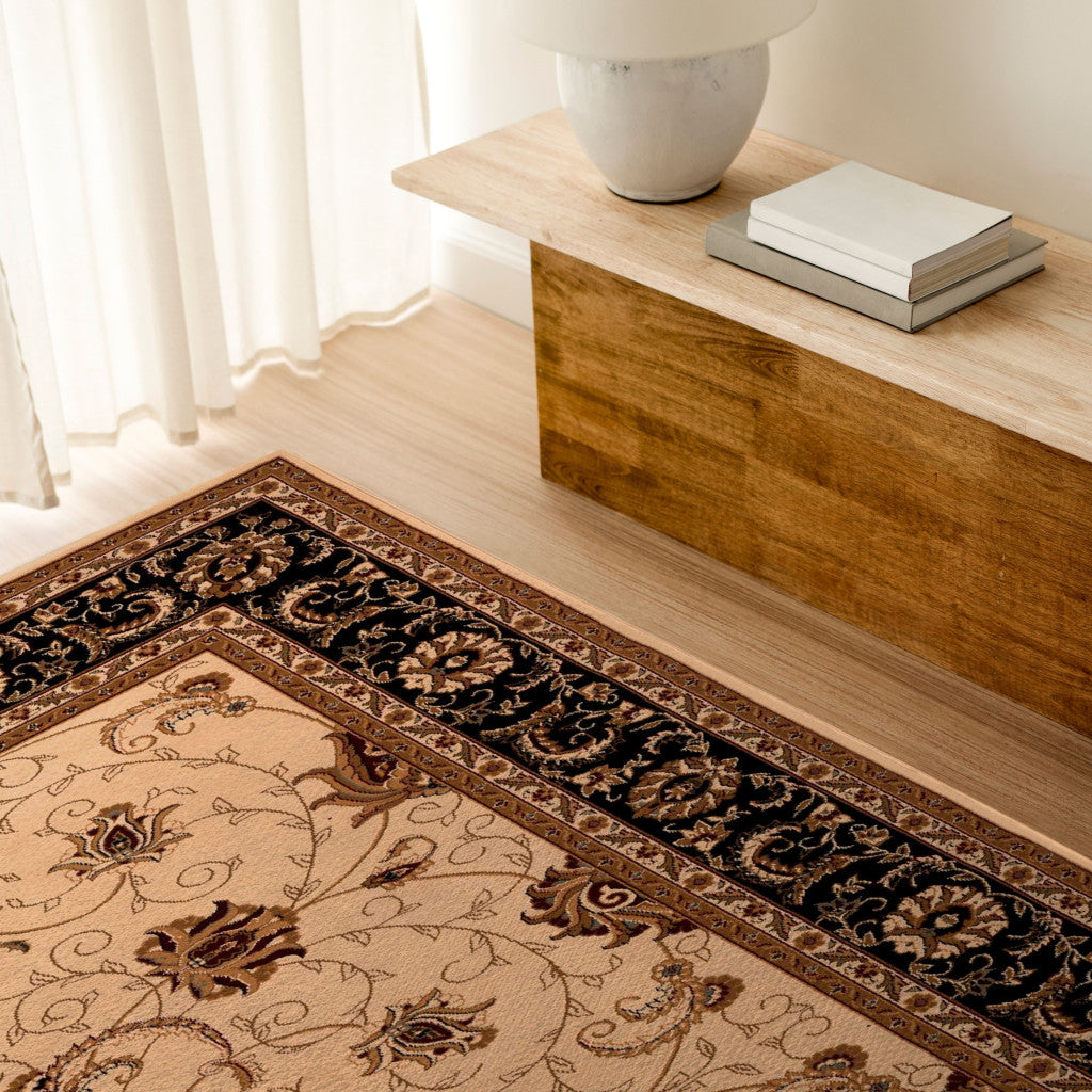 4’ x 6’ Cream and Black Decorative Area Rug